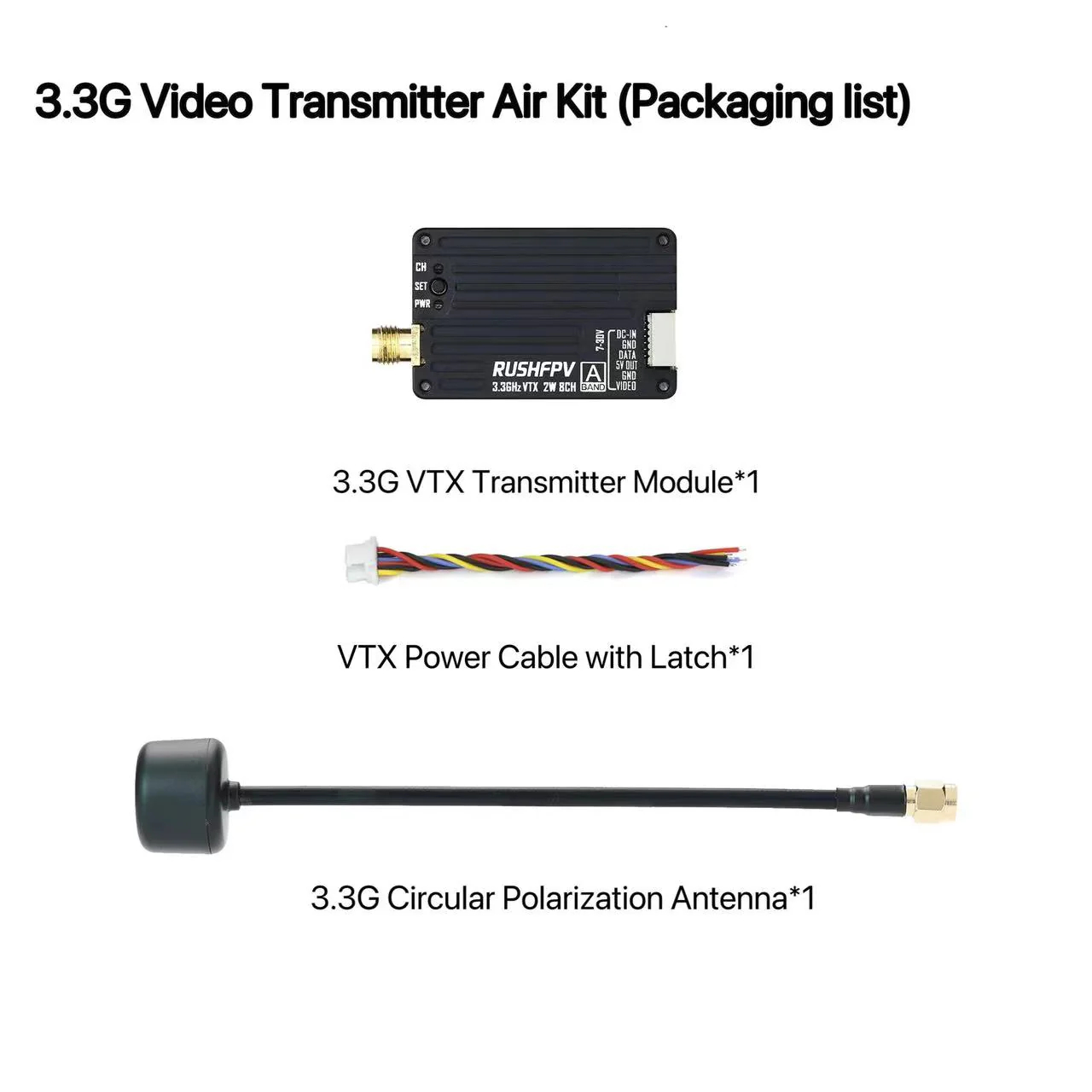 Transmisor VTX RUSHFPV 3.3G 2W - Fpv Drone Antenna reseña y precio