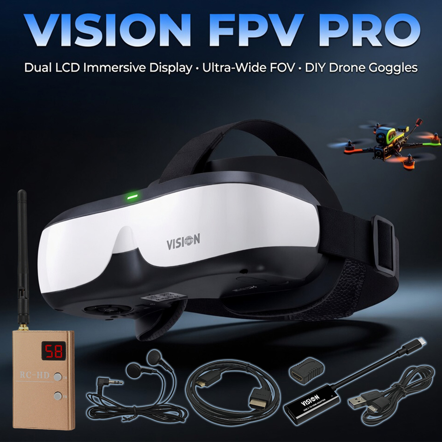 Gafas FPV, Pantalla Montada en - Fpv Drone Goggles reseña y precio